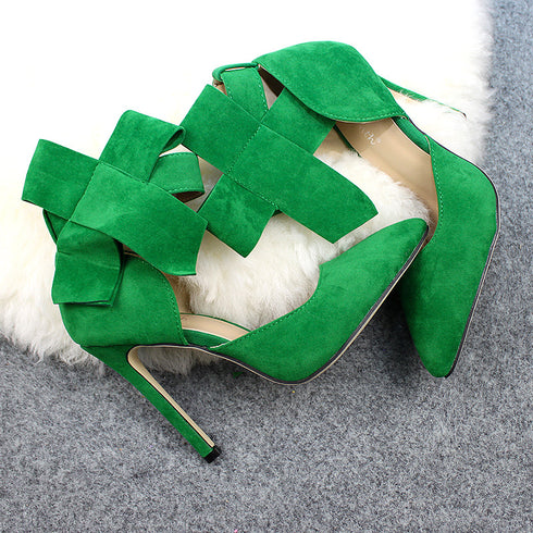 Big Bow Pumps Women Thin High Heel Shoes For Party Festival - ROUTINE FASHION